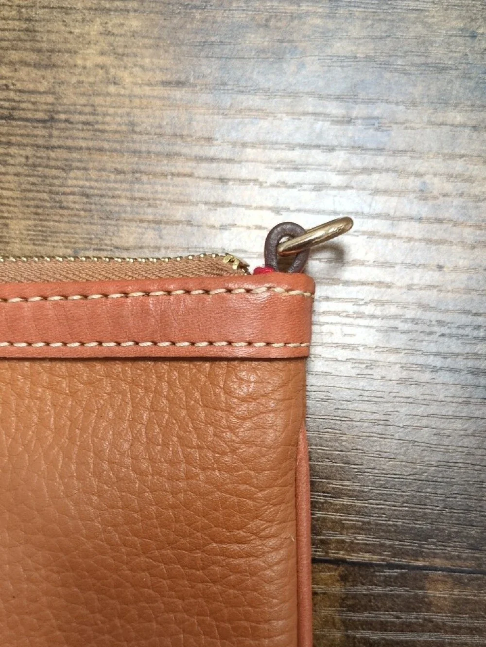 Dooney & Bourke Pebbled Leather Wristlet — Cognac Brown